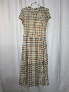 398. AUW Plaid Mock Neck Midi Dress Size XS